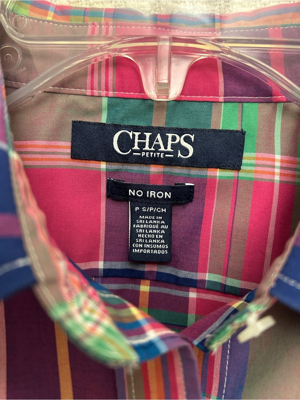 Chaps Plaid Button-Down Shirt - Green, Pink & Navy - Picture 3 of 3